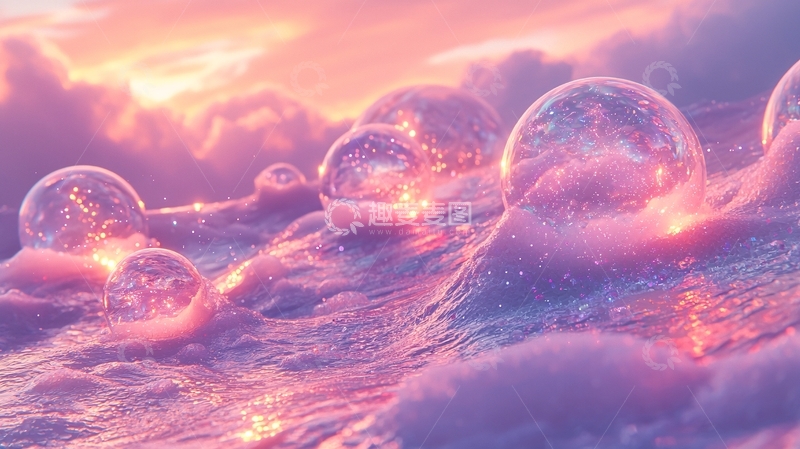 高清大图下载【趣麦麦图】粉色梦幻泡泡