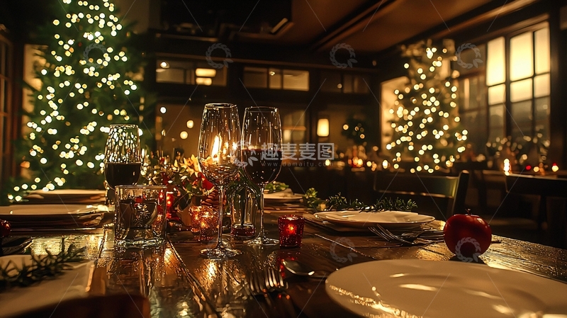高清大图下载【趣麦麦图】温馨圣诞节晚餐