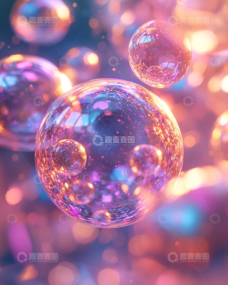 高清大图下载【趣麦麦图】彩色梦幻泡泡