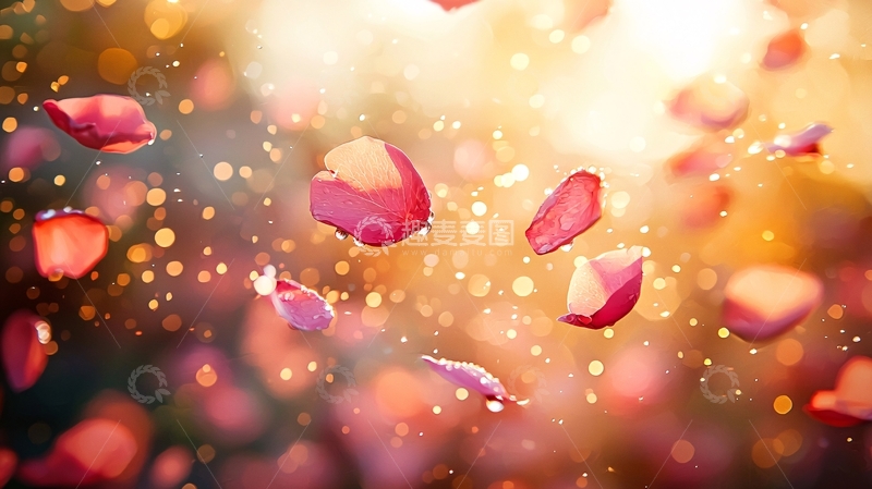 高清大图下载【趣麦麦图】光影玫瑰花瓣飘落
