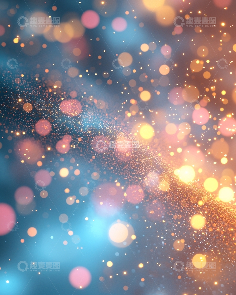 高清大图下载【趣麦麦图】蓝橙色梦幻光斑背景
