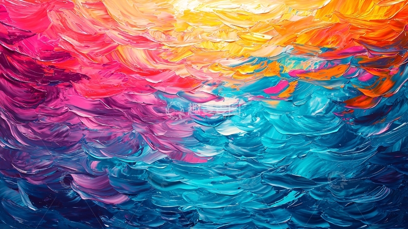 高清大图下载【趣麦麦图】绚丽多彩的油画肌理