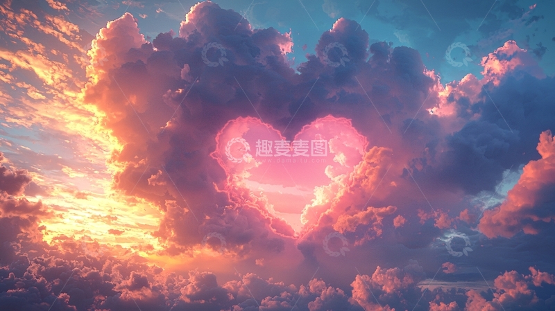 高清大图下载【趣麦麦图】云朵爱心