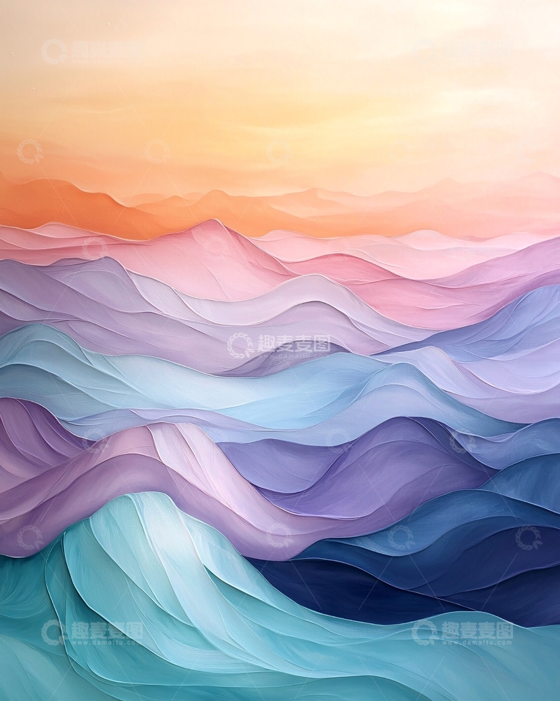 高清大图下载【趣麦麦图】水彩风格的抽象山脉