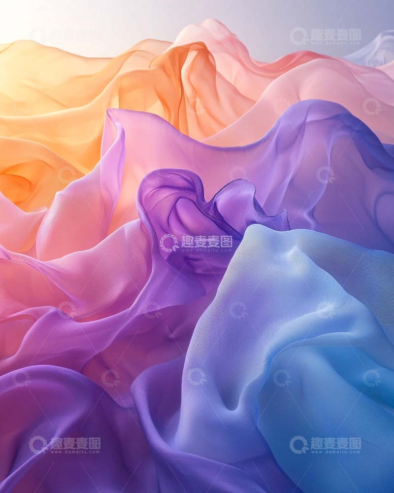 高清大图下载【趣麦麦图】彩色飘逸丝绸布料
