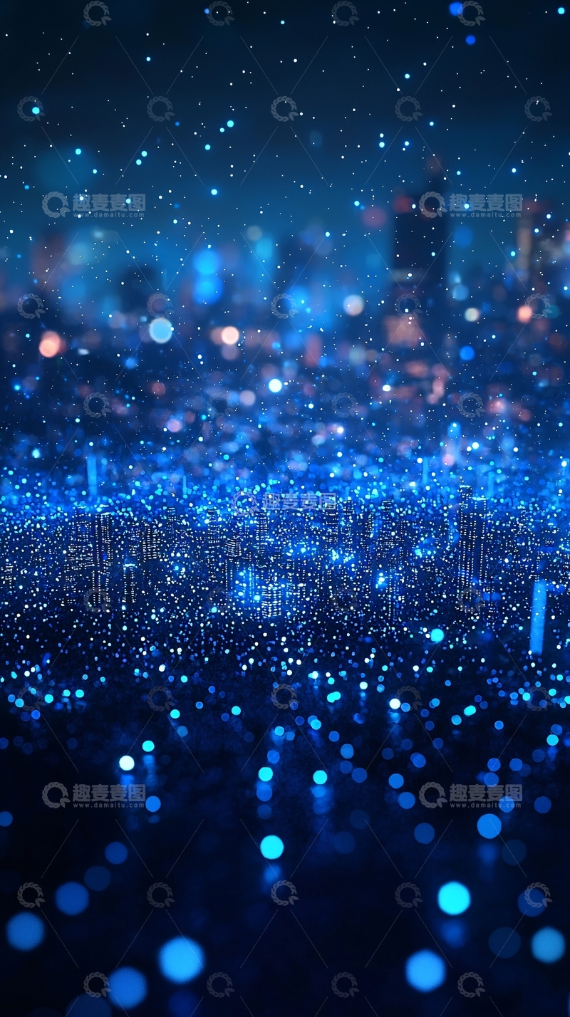 高清大图下载【趣麦麦图】蓝色梦幻城市夜景
