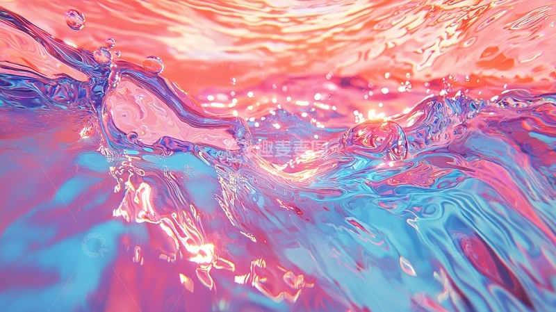 高清大图下载【趣麦麦图】粉色蓝色水波纹