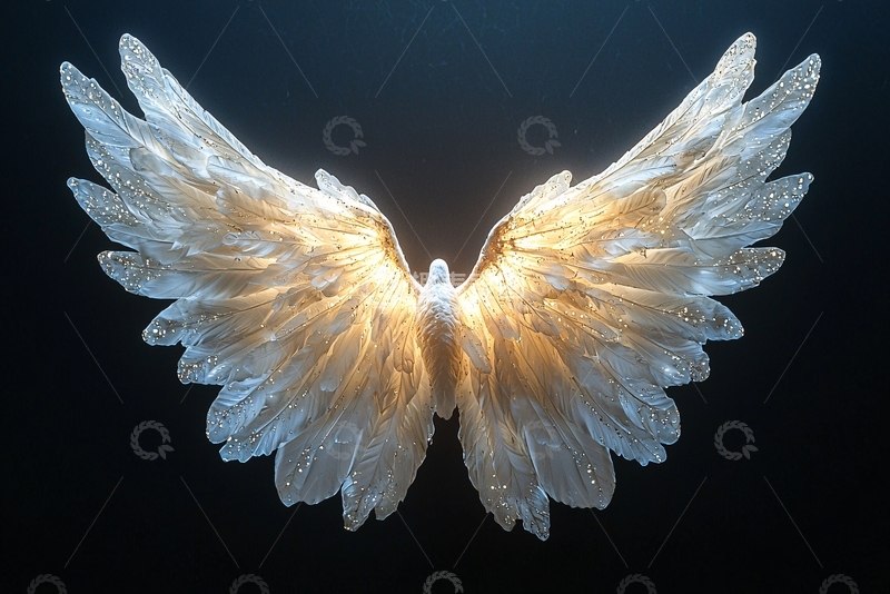 高清大图下载【趣麦麦图】闪耀光芒的白色翅膀
