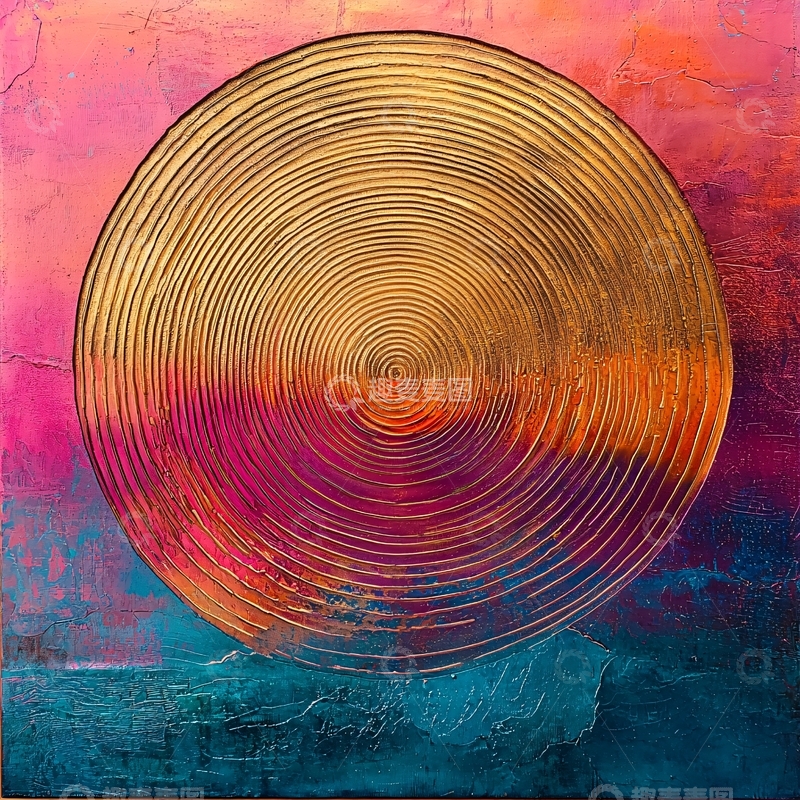 高清大图下载【趣麦麦图】金色圆形抽象画