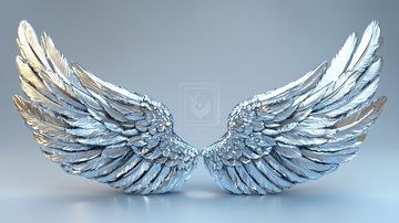 银色金属质感天使翅膀