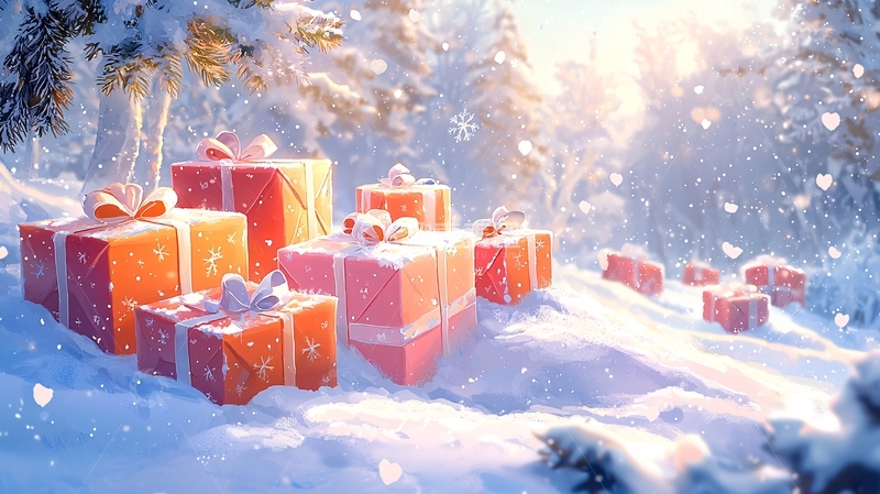 高清大图下载【趣麦麦图】雪地里的圣诞礼物