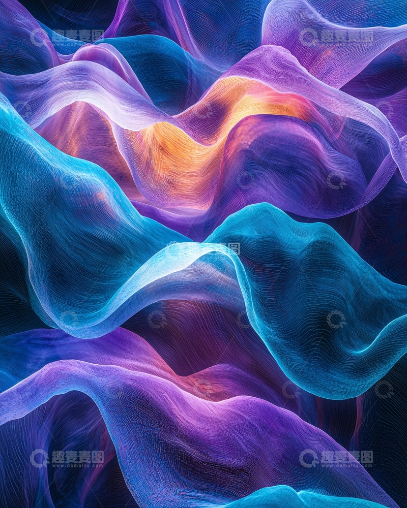 高清大图下载【趣麦麦图】流动的彩色丝绸