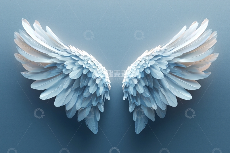 高清大图下载【趣麦麦图】展开的白色天使翅膀
