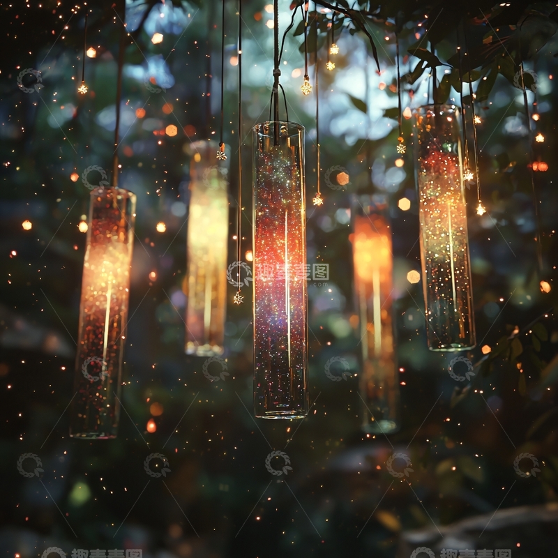 高清大图下载【趣麦麦图】-梦幻星空玻璃瓶灯