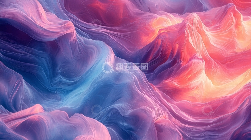 高清大图下载【趣麦麦图】梦幻般彩色丝绸质感