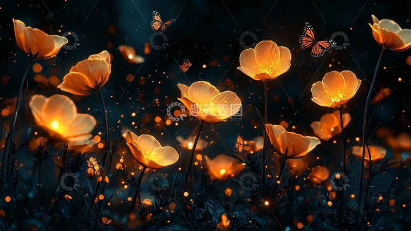 高清大图下载【趣麦麦图】夜光花田