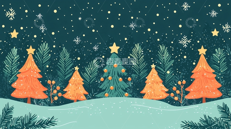 高清大图下载【趣麦麦图】手绘圣诞树