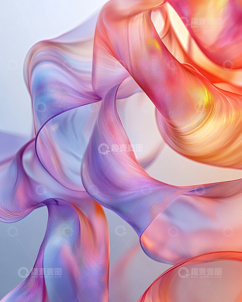 高清大图下载【趣麦麦图】抽象彩色丝绸飘带