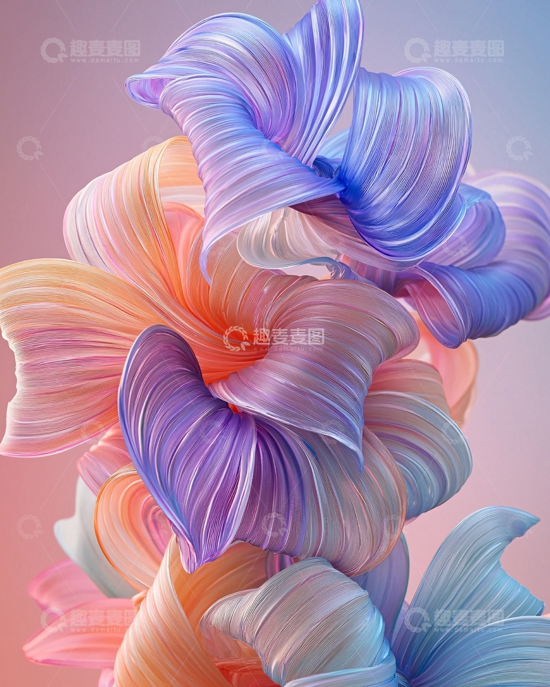 高清大图下载【趣麦麦图】梦幻柔美丝带花束