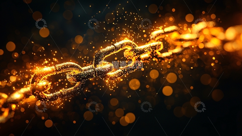 高清大图下载【趣麦麦图】燃烧的断裂铁链