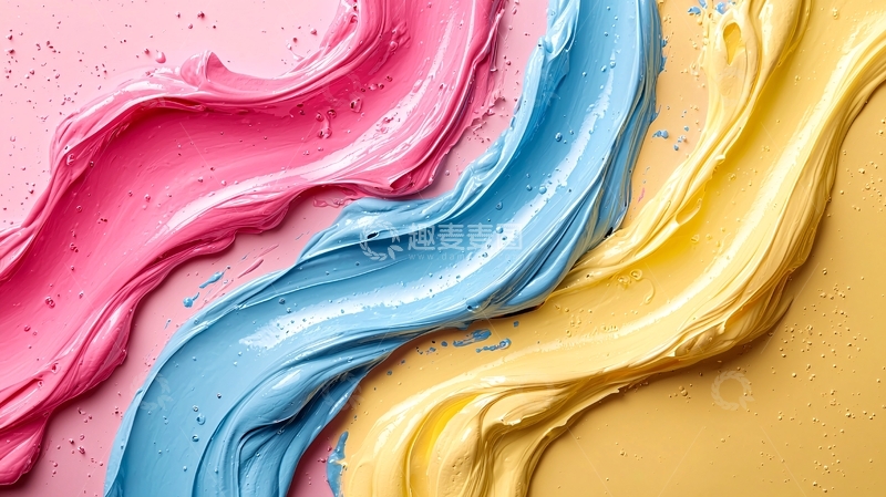 高清大图下载【趣麦麦图】粉色蓝色黄色颜料