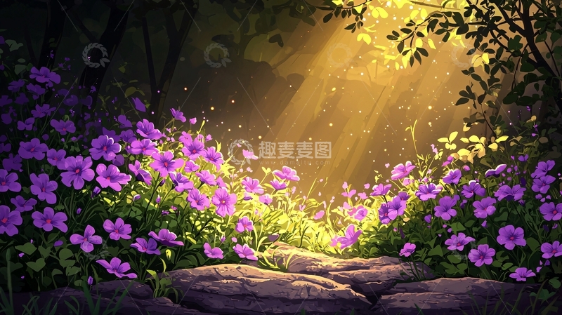 高清大图下载【趣麦麦图】森林光线花海