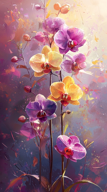 绚丽多彩的兰花花束