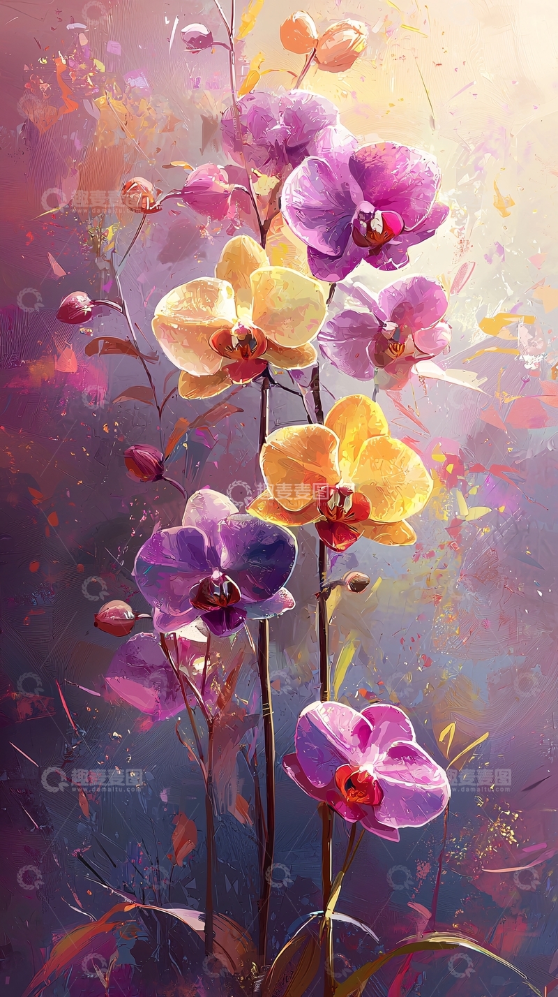 高清大图下载【趣麦麦图】绚丽多彩的兰花花束