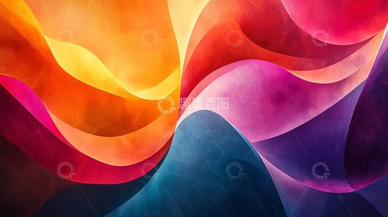 高清大图下载【趣麦麦图】彩色渐变波浪背景