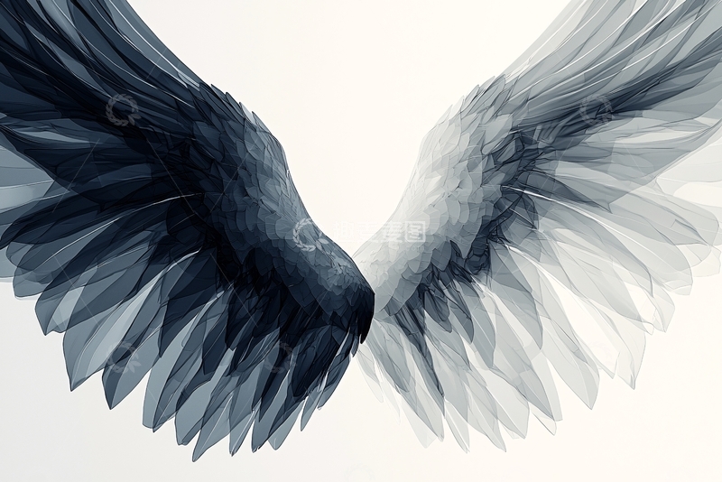 高清大图下载【趣麦麦图】水墨翅膀2