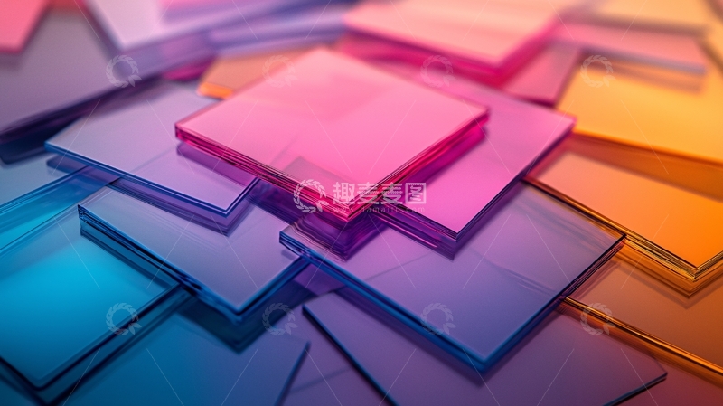 高清大图下载【趣麦麦图】彩色半透明方块堆叠