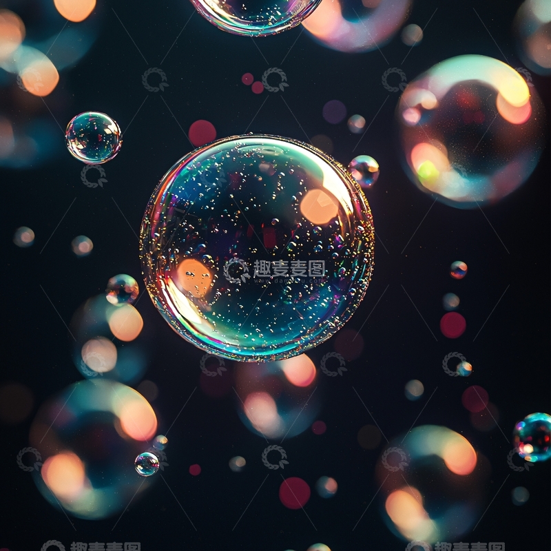 高清大图下载【趣麦麦图】梦幻彩色泡泡背景