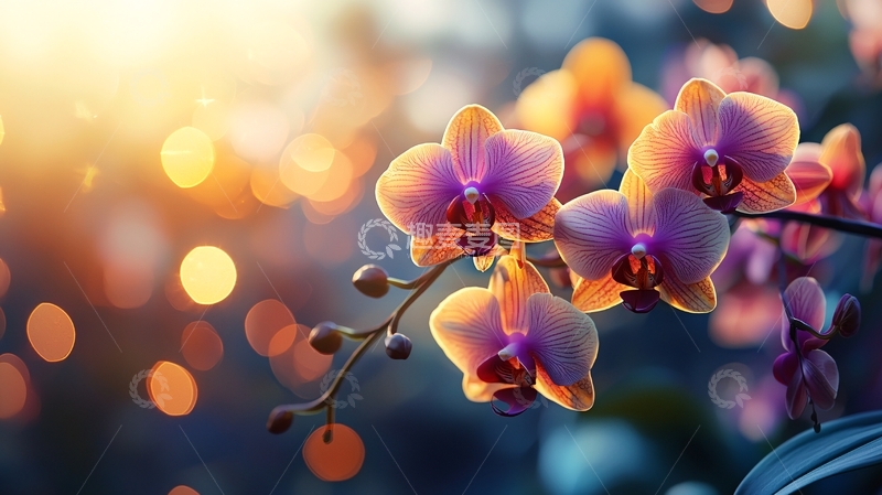 高清大图下载【趣麦麦图】夕阳下盛开的兰花