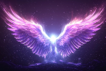 紫光闪耀的羽翼天使