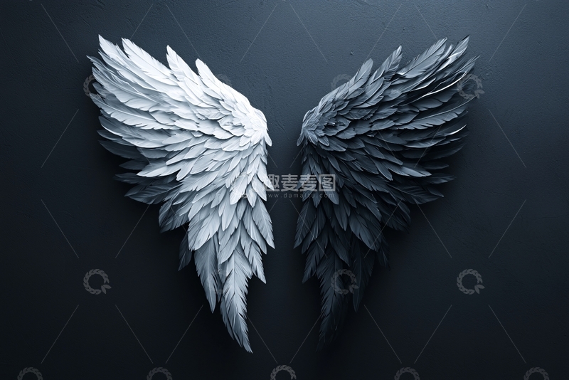 高清大图下载【趣麦麦图】黑白天使翅膀