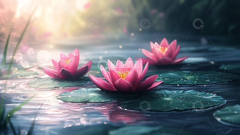 高清大图下载【趣麦麦图】唯美粉色睡莲