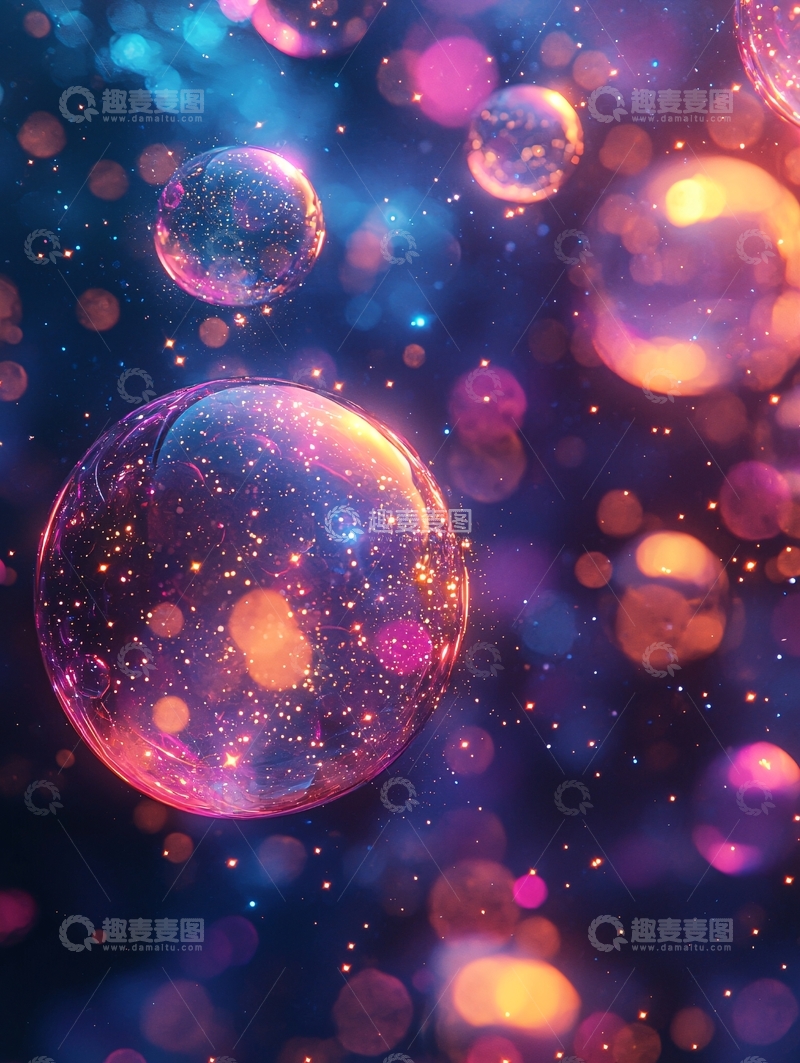 高清大图下载【趣麦麦图】彩色泡泡背景