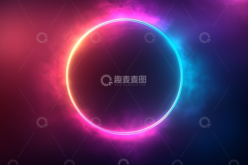 高清大图下载【趣麦麦图】霓虹灯圆环背景