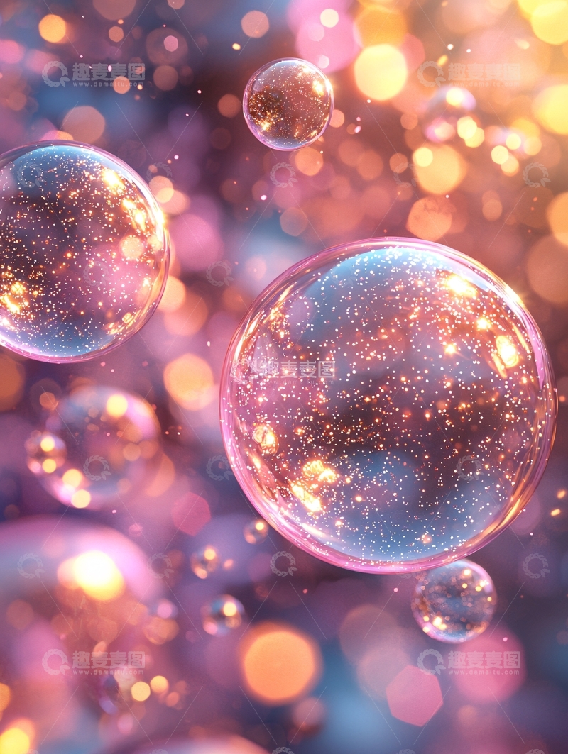 高清大图下载【趣麦麦图】梦幻泡泡光影背景