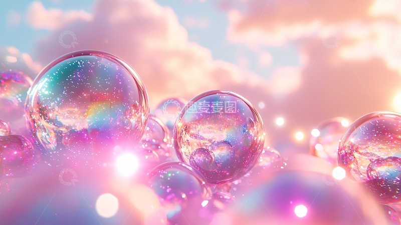 高清大图下载【趣麦麦图】粉色梦幻泡泡