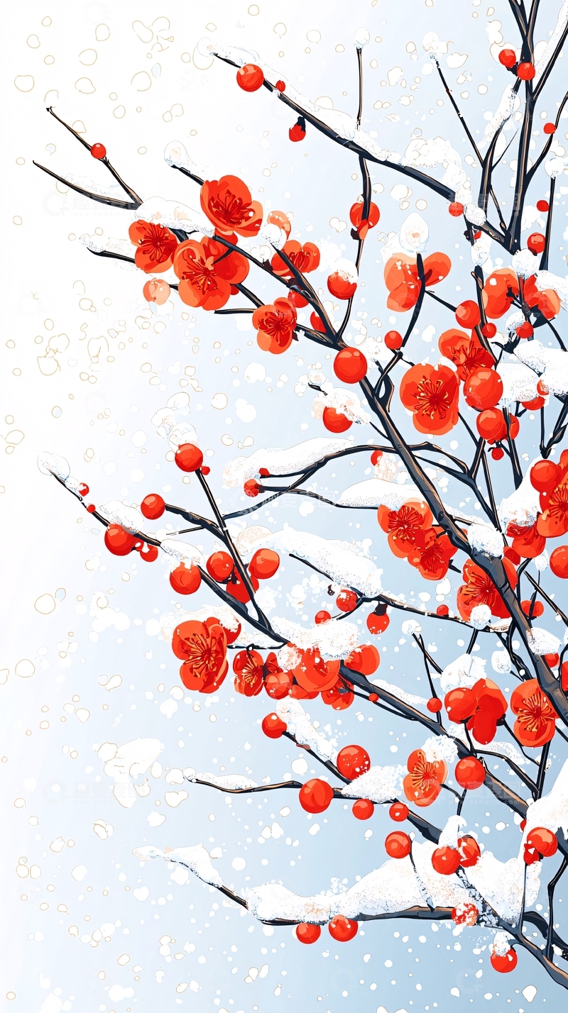 高清大图下载【趣麦麦图】雪中红梅
