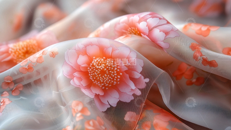 高清大图下载【趣麦麦图】粉色印花雪纺面料