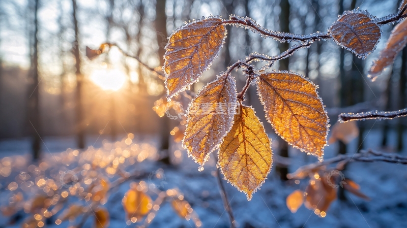 高清大图下载【趣麦麦图】霜冻树叶