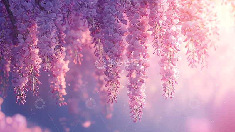 高清大图下载【趣麦麦图】梦幻紫藤花浪漫背景