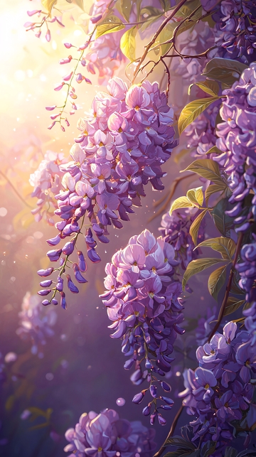 光影梦幻紫色紫藤花