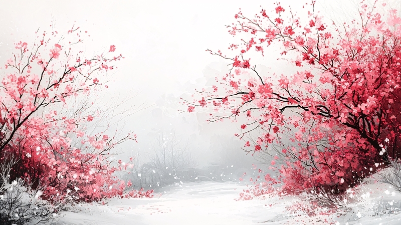 高清大图下载【趣麦麦图】冬日红梅雪景图