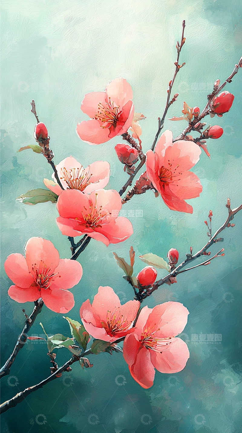 高清大图下载【趣麦麦图】水墨桃花