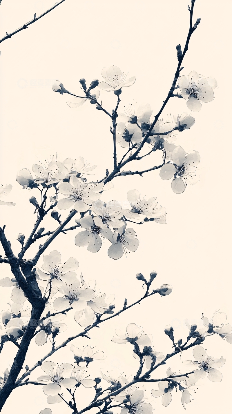 高清大图下载【趣麦麦图】水墨画梅花