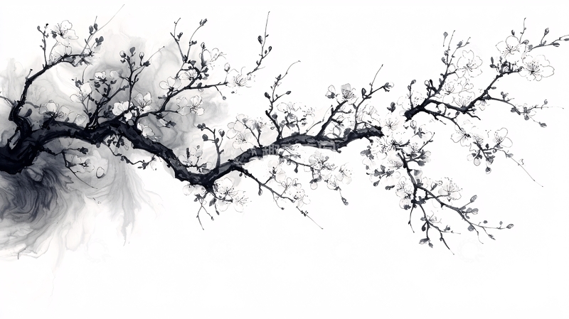 高清大图下载【趣麦麦图】水墨画梅花枝