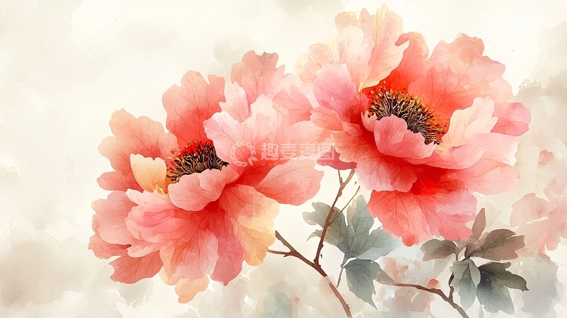 高清大图下载【趣麦麦图】水彩牡丹花